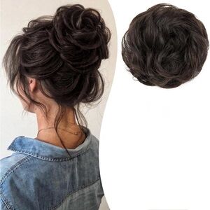 Human Hair Natural Black Hair Bun Extension Scrunchie